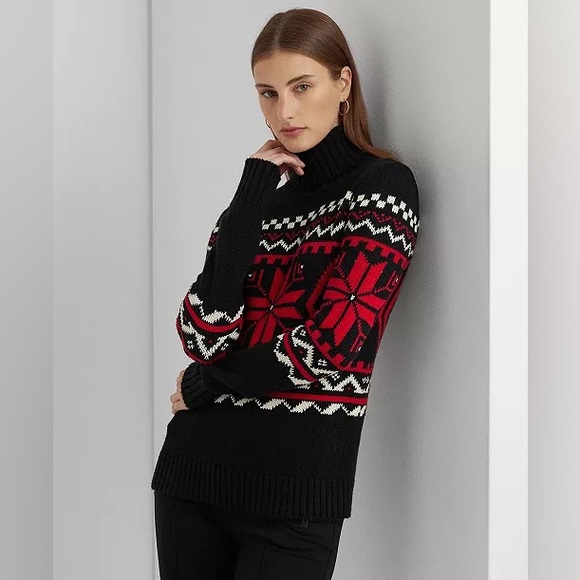 Ralph Lauren Fair Isle Cotton-Blend Turtleneck Sweater Size Small. - Picture 2 of 7